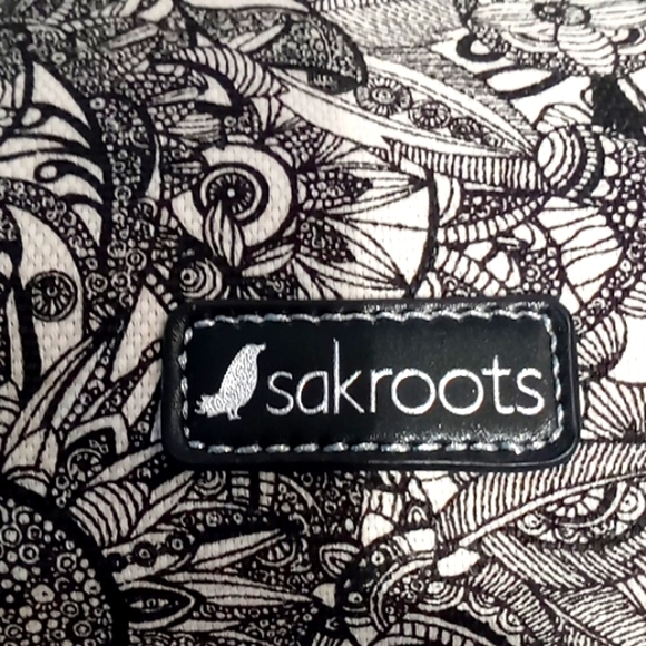 Sakroots Artist Circle Campus Mini Crossbody Convertible Canvas Bag Black/White - Picture 3 of 16